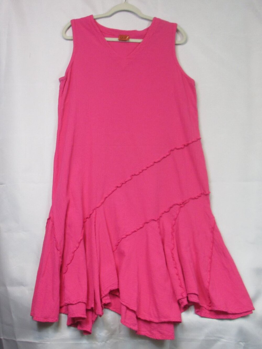 Oh My Gauze! Tabasco Dress Womens Sz S Pink Sleeveless Cotton Gauze Ruffle Hem